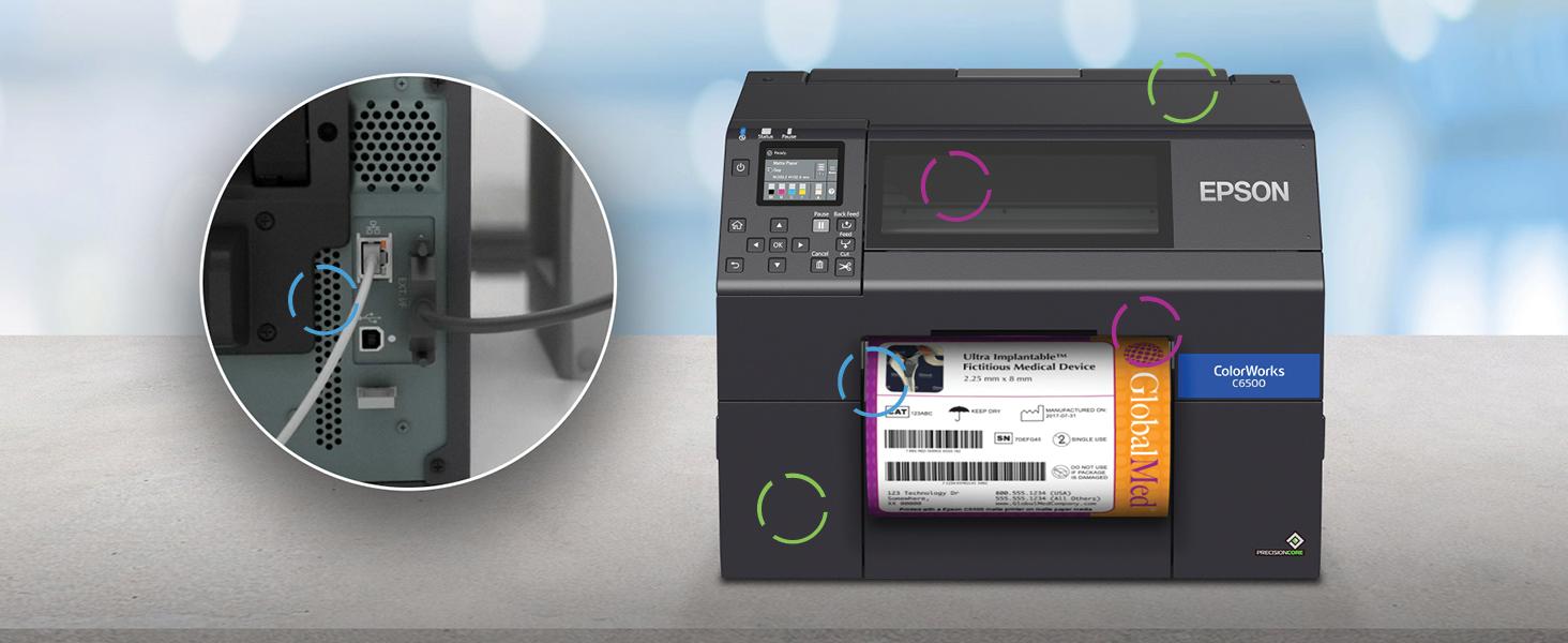 Epson ColorWorks C6500A Label Printer printing prime labels